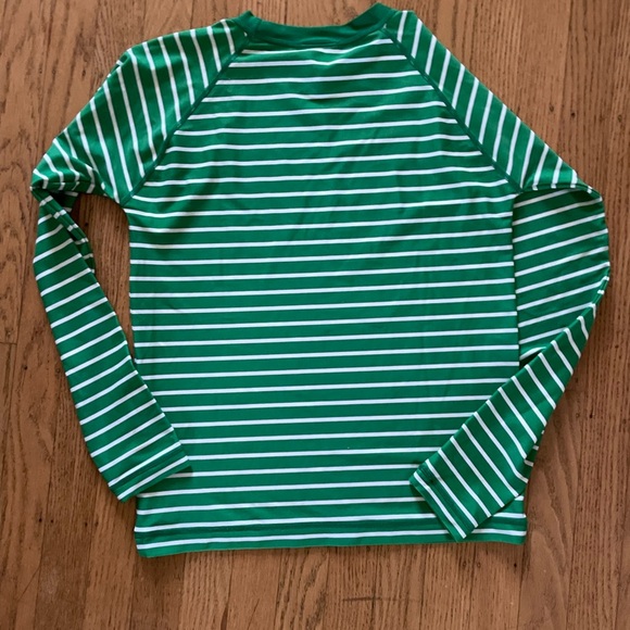 Hanna Andersson Green and White Striped UV rash guard swim shirt - Picture 3 of 3